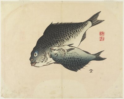 （魚のペア）、c。 1830 作： Hogyoku